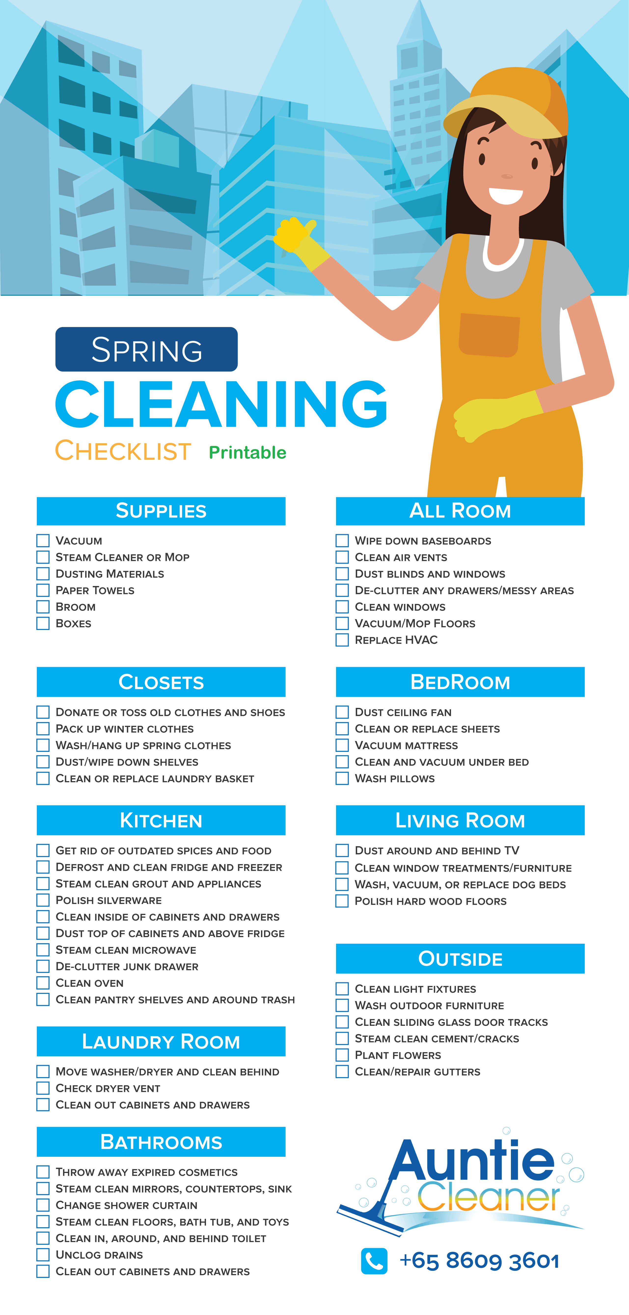 Auntie Cleaner Printable Spring Cleaning Checklist