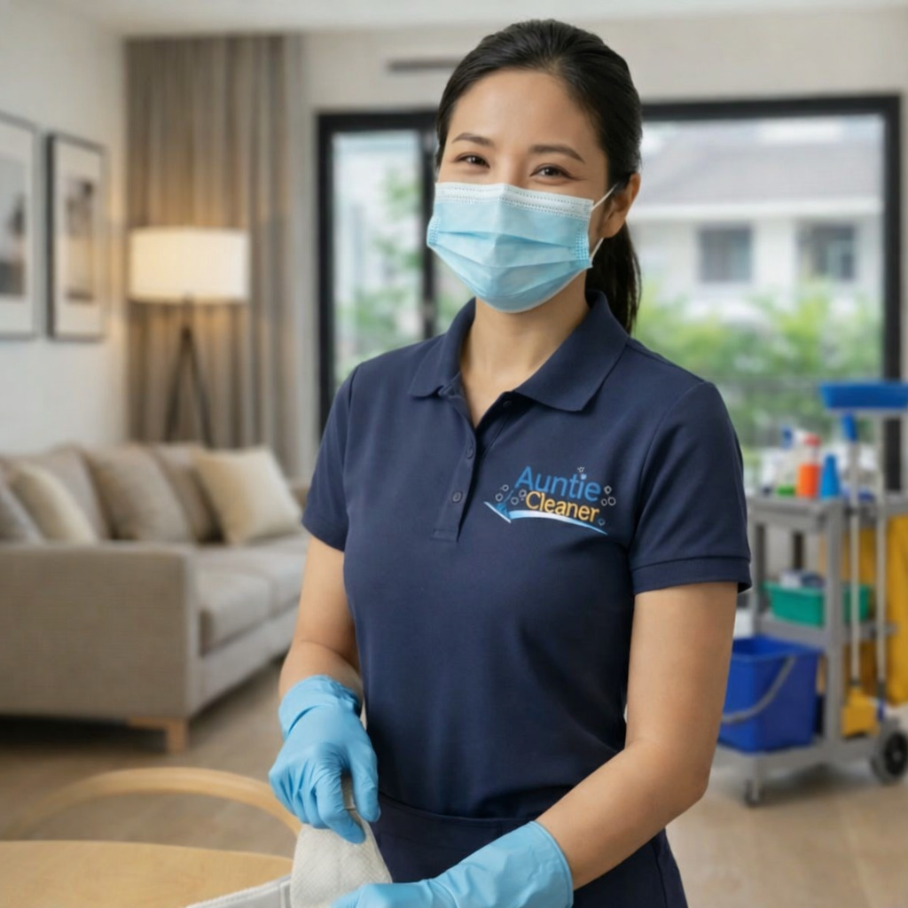 Live out helper in Singapore wearing navy uniform